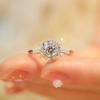 Anillo de plata de ley femenino zarcillo de flor sosteniendo copo de nieve iris moissanita piedra de alto carbono anillo de diamante titular vacío de certificado venta al por mayor transfronteriza
