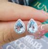 Plata S925 chapada en platino con topacio incrustado (Azul cielo) aretes