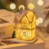 Decoraciones Navideñas Dibujo Animado Resina Casa Pequeña Casa Iluminada con LED Adornos de Micropaisaje Navideño Regalos de Navidad