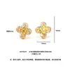 Popular no Xiaohongshu: Conjunto luxuoso de colar, brincos e pulseira em formato de trevo cravejados de diamantes e banhados a ouro para mulheres, com um toque de alto padrão