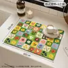 Tapete Drenante de Lama Diatomácea Mais Vendido Estilo Pintura a Óleo Americana Absorvente de Água para Bancada de Cozinha Tapete para Máquina de Café Antiderrapante Durável Tapete de Armazenamento