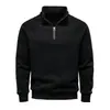 Sudadera para Hombre Transfronteriza Semi-Europea y Americana Forrada de Polar Otoño e Invierno Cuello Alto Versátil Moderna Nueva Prenda 2025 Sudadera con Cremallera Algodón