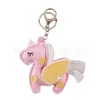 Llavero de Coche Colgante de Poni de Cuero Estéreo Relleno de Algodón de Dibujos Animados Colgante Creativo de Unicornio de Cuero de PU para Mochila