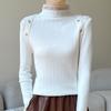 Diseño Chic Estilo Extranjero Camiseta Base Interior Otoño e Invierno Organza Estilo Sasa Chanel Ajustado Suéter de Punto Cuello Medio Alto Moderno