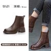 Botas Martin de sola grossa forradas com lã para mulheres, botas curtas de couro para mulheres, sapatos femininos, estilo britânico Maillard, botas de cavaleiro, botas Chelsea que combinam com tudo