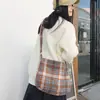 Bolso de Lana a Cuadros para Mujer Otoño 2025 Nueva Moda Corea del Sur Bolso Mensajero Estilo Universitario Casual Bolso de Hombro Cruzado