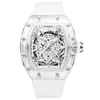 [Procesamiento personalizado] impermeable transparente forma de barril de reloj moda luminoso calendario de silicona reloj de cuarzo reloj de pulsera para hombre