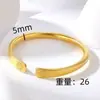 Joia de Ouro Areia de Herança Antiga Imitação de Ouro Sutra do Coração Pulseira Aberta para Mulheres Que Não Desbota por Muito Tempo Joia de Mão Versátil Retrô Venda por Atacado
