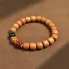 Pulsera de Cuentas de Sándalo Natural para Rezar con Jade de Nube Auspiciosa, Suerte, Estilo Femenino de Círculo Único, Moda Artística de Lujo Ligero