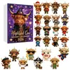 Producto nuevo transfronterizo Calendario de Adviento 2D de Vaca de las Tierras Altas 2026 Calendario de Navidad de Vaca de las Tierras Altas