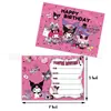 Decoración para fiesta de cumpleaños con temática de Kuromi, tarjeta de pastel con bandera de Kuromi, globo, espiral, tarjeta de invitación con dije