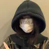 Gorro pasamontañas coreano para mujer, gorro de invierno cálido con calentador de cuello integrado, estilo para parejas, gorro de punto de lana que protege las orejas