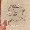 ¡¡¡Súper exquisito!!! Pulsera Trébol de Cuatro Hojas Rosa Diamante Oro Rosa para Mujer Pulsera Exquisita de Lujo Ligero de Alta Gama Dibujable