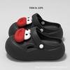 Zuecos de Suela Gruesa para Ropa de Verano para Mujer, Chanclas de Playa Antideslizantes de Eva con Dibujos Lindos de Boca de Salchicha y Sensación de Caca en la Punta