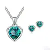 Deseo transfronterizo nuevo traje de joyería en forma de corazón moda collar de cristal pendientes joyería de cristal en forma de corazón al por mayor