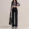 Jeans Talla Grande para Mujer Primavera Otoño e Invierno Diseño Recto Holgado Color Contrastante Nicho Cintura Alta Pierna Ancha Pantalones Largos Modernos