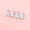 Colgante de Oso de Dibujos Animados Lindo Sólido de Plata Esterlina S925 de Doble Cara DIY Colgante de Cristal para Pulsera Collar Accesorios de Plata