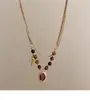 Collar Colgante Ovalado de Acero Inoxidable con Piedra Ojo de Tigre Cadena de Clavícula Elegante Maillard Lujo Accesible Collar de Nicho de Gama Alta