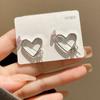 Aretes de Diamantes Rosados de Amor Corazón de Una Flecha para Mujer Diseño Nicho de Gama Alta Estilo Frío Personalizados Más Fáciles de Combinar Accesorios para las Orejas