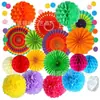 Pendente para Arranjo de Festa de Aniversário Transfronteiriça Conjunto de Flores de Leque de Papel Colorido Bola de Favo de Mel Bandeira de Aniversário Suprimentos para Decoração de Festa