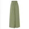 Pantalones largos de pierna ancha de verano nuevos para mujer, transfronterizos europeos y americanos, con cintura elástica, falda-pantalón larga de cintura alta para mujer, en stock