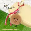 Creativo Lindo Conejo Rex Pelo Peludo Bebé Barra para el Cabello 4 Bolas de Pelo Muñeca Colgante Personalizado Colgante para Bolso Llavero
