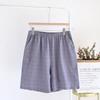 Shorts Masculinos de Algodão Lavado de Verão Estilo Japonês Xadrez Algodão Simples Casual Calças de Casa Calças de Pijama Finas