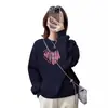 Sudadera Coreana Nueva de Otoño e Invierno con Cuello Redondo Holgada de Manga Larga para Mujer con Estampado de Corazón Look Holgado Adelgazante Top para Mujer de Moda