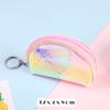 [Venta al por mayor de fábrica] Monedero semicircular cuadrado mini para estudiante con forma de corazón para niña, colorido de escamas de pescado, para llaves