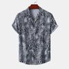 Amazon Comércio Exterior Nova Camisa Masculina Estampa de Leopardo Manga Curta Tamanho Europeu Moda Casual Camisa Solta Lapela para Homens