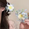 Horquilla de Flor de Tela Azul Estilo Pastoral Francés, Pinza de Pato Dulce de Nicho a la Moda, Accesorio para el Cabello con Ambiente Festivo