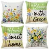 Chegada Nova da Amazon Capa de Almofada Estampada com Flores para Plantio Primavera Decoração Simples para Interior Almofada de Sofá Conjunto Almofada de Carro
