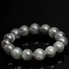 Pulseira de Quartzo Rutilado Prateado Agulha de Prata Natural Mingdu Crystal Pulseira de Contas Redondas de Calcita Rutilada Prateada Atacado