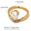 Anillos con un Toque de Lujo de Nicho, Acero Inoxidable, Lujo Ligero, Diseño de Zirconia en Forma de Gota de Agua Estilo Ins, Diseño Abierto Ajustable, Venta al por Mayor Transfronteriza