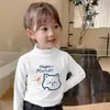 Y2046# Roupa Infantil Masculina e Feminina Camisa Base Interna Grossa com Forro de Fleece Outono e Inverno Crianças Grandes Gola Semi-alta Manga Longa Roupa de Outono Peça Única