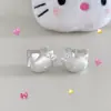Brincos de Gato Fofo de Desenho Animado com Agulha de Prata 925 para Mulheres, Luxo Acessível, Brincos Escovados de Alta Qualidade, Brincos Elegantes Versáteis para Outono e Inverno