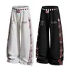 Pantalones deportivos OREETA de alta calle americanos con estampado desgastado, dobladillo curvo, para hombre y mujer, diseño holgado de pierna ancha, pantalones de baile jazz