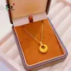 Colar Pingente Anel Grosso Dourado Vintage Novo Estilo Chinês Método Antigo Pequeno Pedaço de Ouro Fivela de Segurança Moda Versátil Corrente para Clavícula para Mulheres