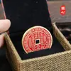 Colgante de collar de latón puro con cinabrio, diseño de los Doce Signos del Zodíaco y Espíritu de la Montaña, colgante de moneda de cobre Ba Gua para uso personal