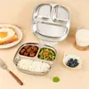 Lonchera de Acero Inoxidable 304, Plato Dividido para Niños y Niños Pequeños, Charola de Comida con Compartimentos de Dibujos Animados, Lonchera Estudiantil