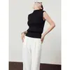 Top de punto fino de color liso sin mangas ajustado adelgazante para mujer, versátil, para el verano 2026, Tencel Lyocell