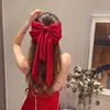 Diadema Coreana con Lazo Rojo para Novia, Lazo Grande Exagerado de Satén, Lazo para el Cabello, Accesorios Decorativos de Año Nuevo