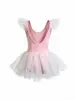 Vestido de práctica de baile para niñas con tirantes, pedrería de copo de nieve, falda de tutú de malla, vestido de ballet para actuación escénica infantil