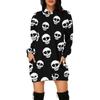 Fabricantes europeus e americanos transfronteiriços fornecem diretamente suéter de impressão digital 3d feminino com capuz de Halloween bolso suéter casual