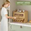 Caja de Pan de Bambú para Cocina del Hogar Caja de Almacenamiento con Tapa a Prueba de Polvo Caja de Almacenamiento para Pasteles Frutas Venta al por Mayor de Stock Transfronterizo