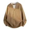 Suéter de Punto para Hombre de Estilo Nuevo Otoño/Invierno 2026 Transfronterizo, Falso Dos Piezas Cuello Redondo Color Sólido Casual Cálido Pulóver Camisa Base