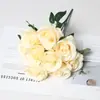 Flores Artificiales para Salón de Bodas, Rosas de 9 Cabezas, Ramo Falso para Decoración del Hogar, Adornos, Flores de Mano, Pared de Flores de Seda Transfronteriza