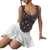 Nuevo top de tirantes cruzados de moda europea y americana para mujer, elegante top corto sexy de lunares con cuello en V