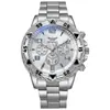 Nuevo Reloj para Hombre de Acero con Esfera Grande Transfronterizo Comercio Exterior Tres Ojos Atmosférico Nuevo Desarrollo Aleación de Acero Hombres Stock Disponible