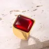 Europa y Estados Unidos anillo cruzado de acero inoxidable para hombre fundición cuadrado anillo de piedra natural calle retro personalidad titanio acero joyería fábrica